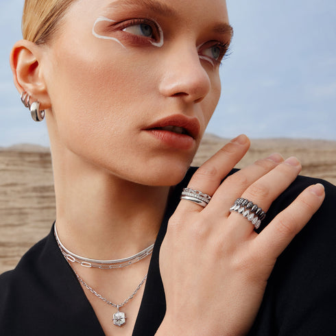 Silver Paper Clip Chain Necklace